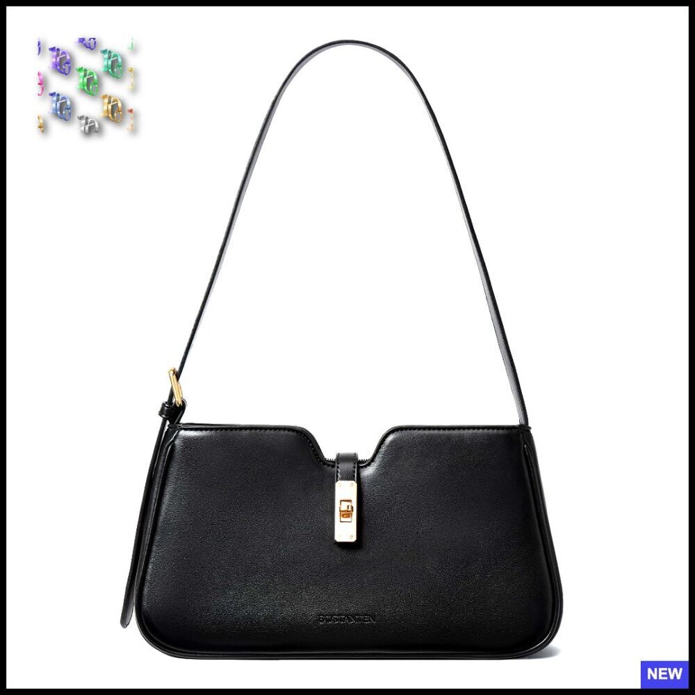 Vegan Leather Hobo Shoulder Bag Minimalist Structured Adjustable Strap